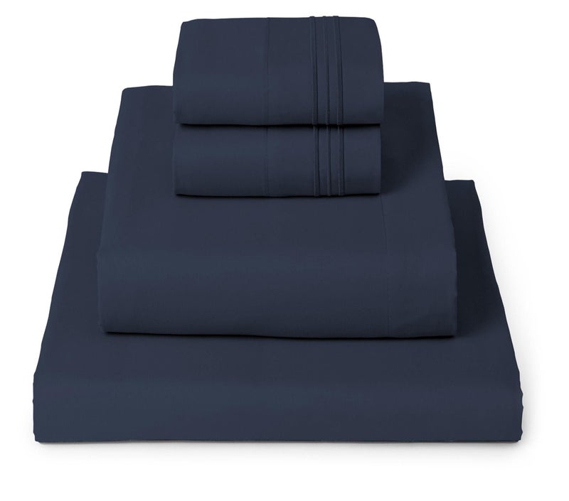 Mellanni California King Sheets Set - 4 PC Iconic Collection Bedding - Hotel Luxury, Extra Soft, Cooling Bed Sheets - Wrinkle, Fade, Stain Resistant (Cal King, Navy Blue) - Image 1